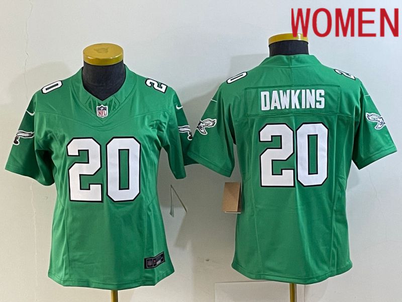Women Philadelphia Eagles #20 Dawkins Green 2023 Nike Vapor Limited NFL Jersey style 1->youth nfl jersey->Youth Jersey
